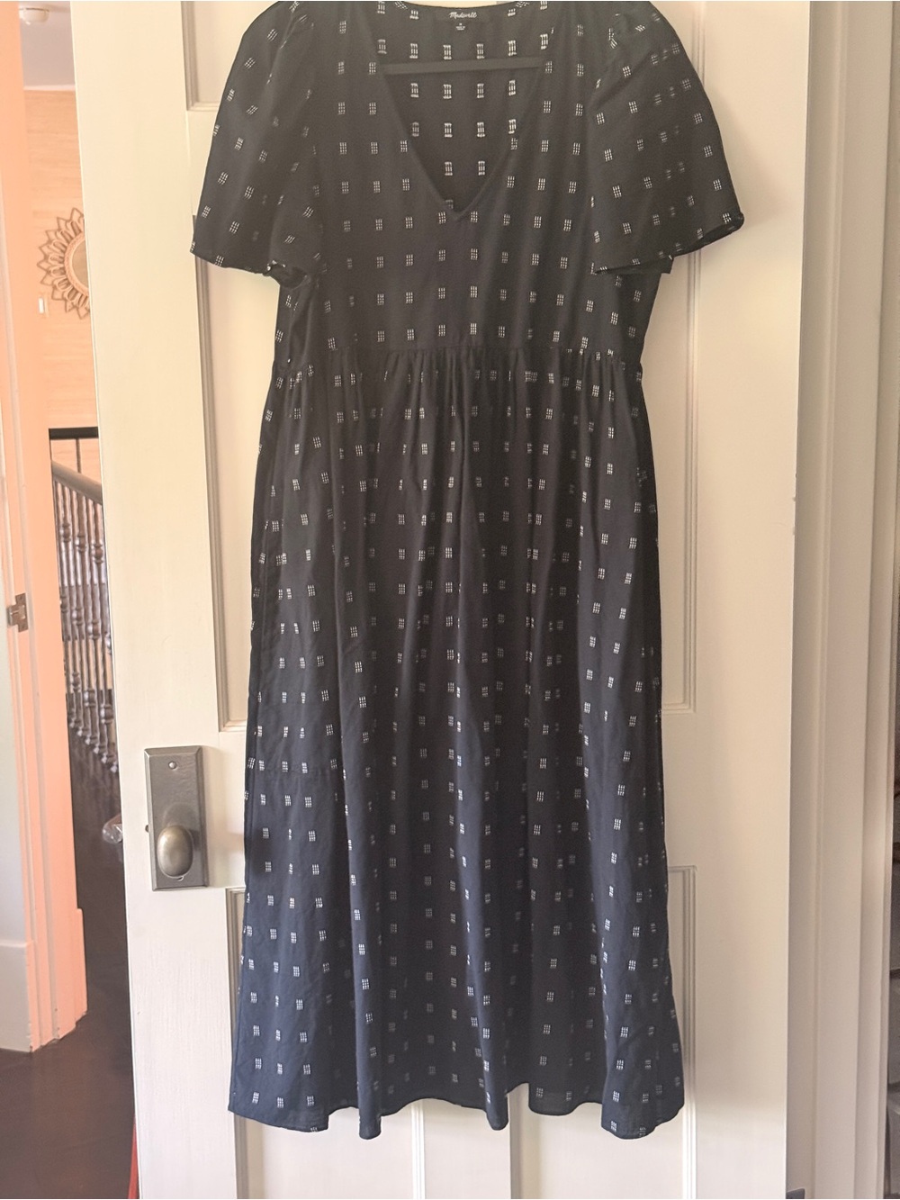 Madewell black  Square-Print Midi Dress